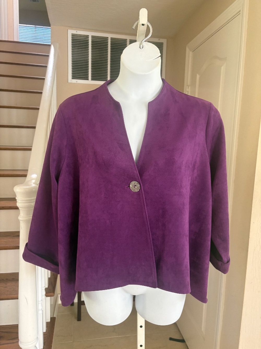 NWOT Coldwater Creek Purple Faux Suede One Button Swing Jacket Size 2X